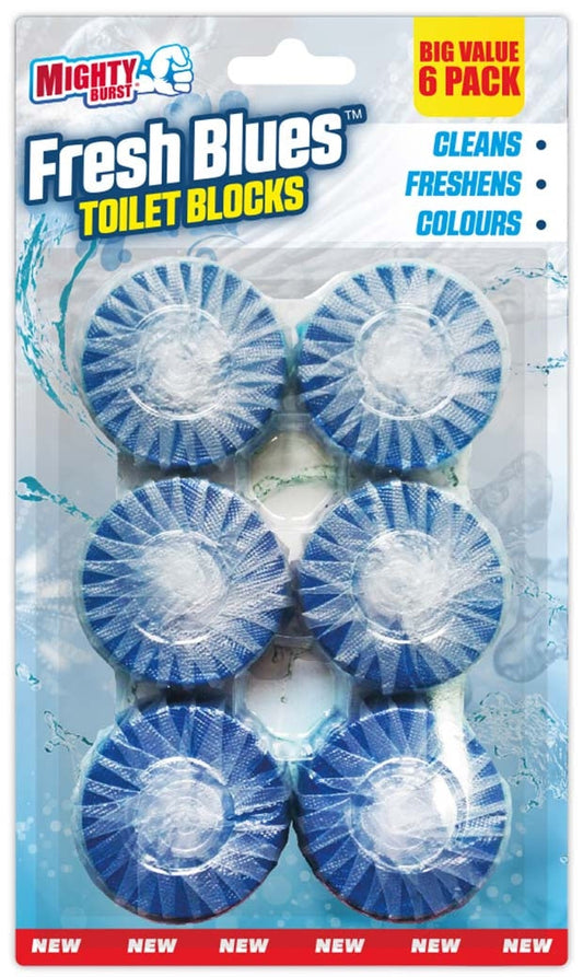 Mighty Burst Fresh Blues Toilet Blocks Pack 6's - NWT FM SOLUTIONS - YOUR CATERING WHOLESALER