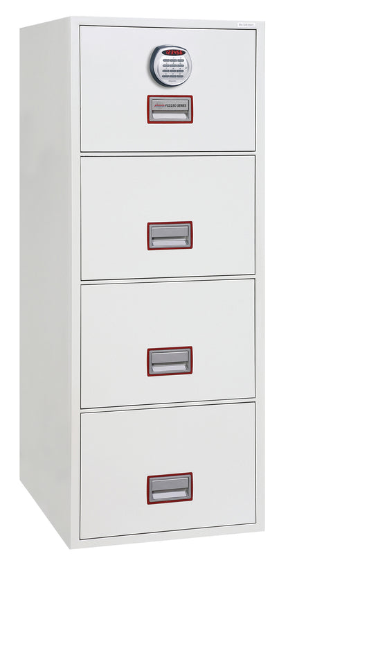 Phoenix Vertical Fire File 4 Drawer Filing Cabinet Electronic Lock White FS2254E - NWT FM SOLUTIONS - YOUR CATERING WHOLESALER