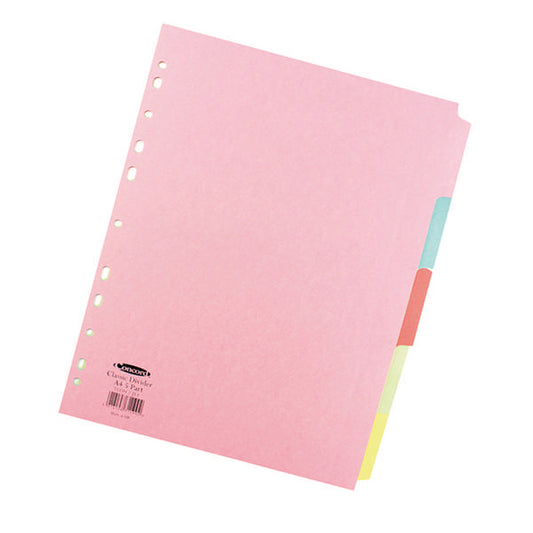 Concord Divider 5 Part A4 160gsm Board Pastel Assorted Colours - 71199/J11 - NWT FM SOLUTIONS - YOUR CATERING WHOLESALER