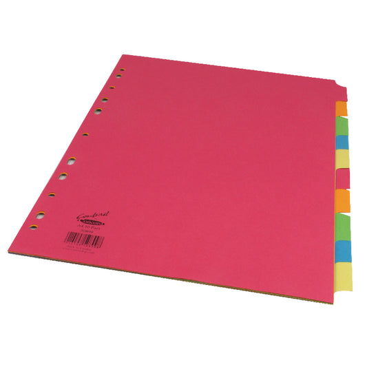 Concord Divider 10 Part A4 160gsm Board Bright Assorted Colours 50899 - NWT FM SOLUTIONS - YOUR CATERING WHOLESALER