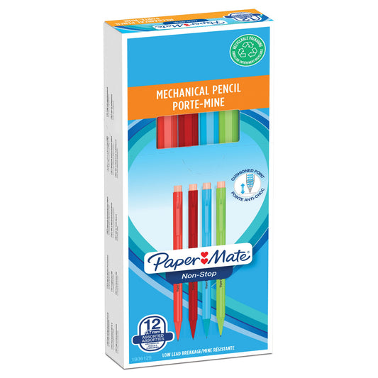 Paper Mate Non Stop Mechanical Pencil HB 0.7mm Lead Assorted Colour Barrel (Pack 12) - 1906125 - NWT FM SOLUTIONS - YOUR CATERING WHOLESALER