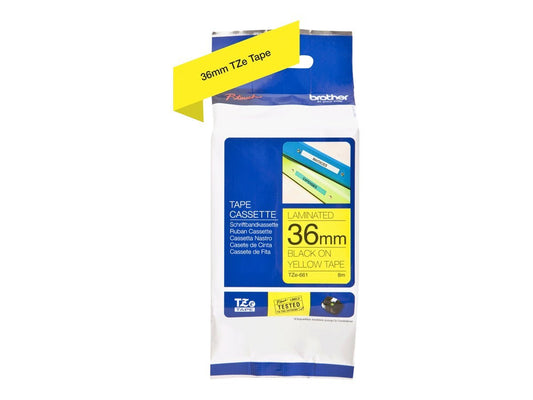 Brother Black On Yellow Label Tape 36mm x 8m - TZE661 - NWT FM SOLUTIONS - YOUR CATERING WHOLESALER