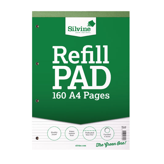 Silvine A4 Refill Pad Narrow Ruled 160 Pages Green (Pack 6) - A4RPNF - NWT FM SOLUTIONS - YOUR CATERING WHOLESALER