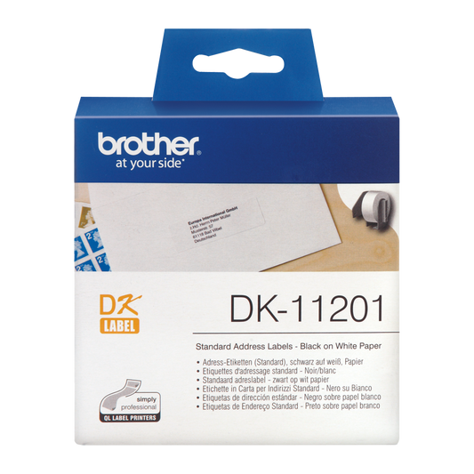 Brother Black On White Address Label Roll 29mm x 90mm 400 labels - DK11201 - NWT FM SOLUTIONS - YOUR CATERING WHOLESALER