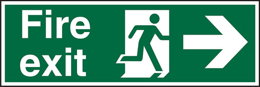 Stewart Superior Fire Exit Right Sign 450x150mm - SP121SAV-450X150 - NWT FM SOLUTIONS - YOUR CATERING WHOLESALER
