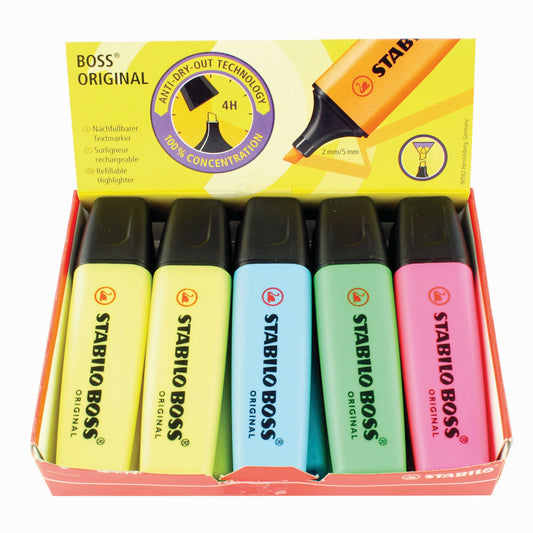 STABILO BOSS ORIGINAL Highlighter Chisel Tip 2-5mm Line Assorted Colours (Pack 10) - 70/10-1 - NWT FM SOLUTIONS - YOUR CATERING WHOLESALER