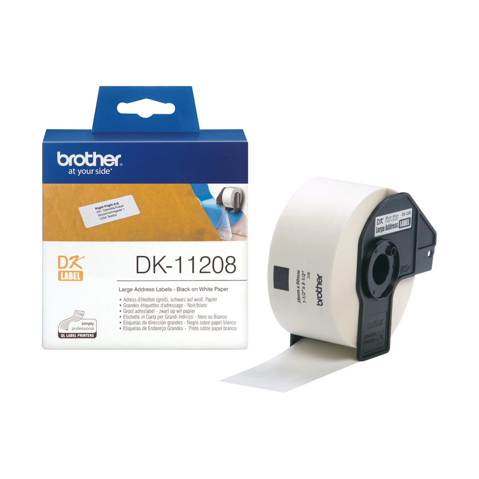 Brother Large Address Label Roll 38mm x 90mm 400 labels - DK11208