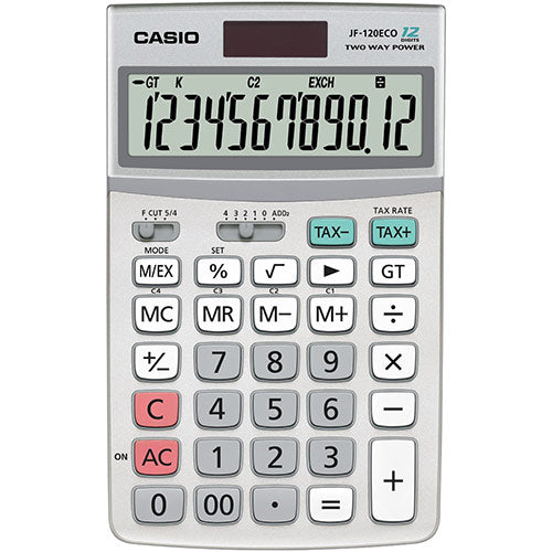 Casio JF-120ECO 12 Digit Desktop Calculator Silver JF-120ECO-W-EH - NWT FM SOLUTIONS - YOUR CATERING WHOLESALER