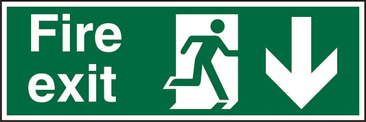 Stewart Superior Fire Exit Down Sign 450x150mm - SP124SAV-450X150 - NWT FM SOLUTIONS - YOUR CATERING WHOLESALER