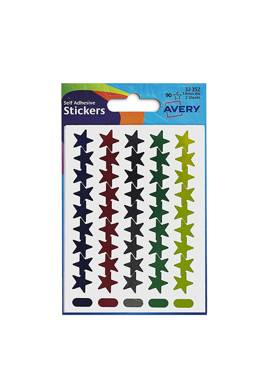 Avery Star Shaped Labels 14mm Assorted Colours (Pack 90 Labels) 32-352 - NWT FM SOLUTIONS - YOUR CATERING WHOLESALER