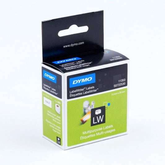 Dymo LabelWriter Multipurpose Label 13x25mm 1000 Labels Per Roll White - S0722530 - NWT FM SOLUTIONS - YOUR CATERING WHOLESALER