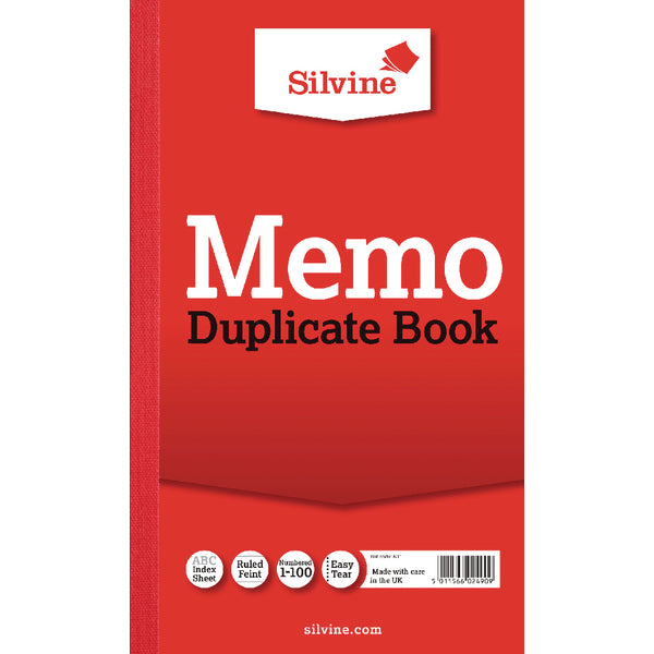 Silvine 210x127mm Triplicate Memo Book Carbon Ruled 1-100 Taped Cloth Binding 100 Sets (Pack 6) - 605 - NWT FM SOLUTIONS - YOUR CATERING WHOLESALER