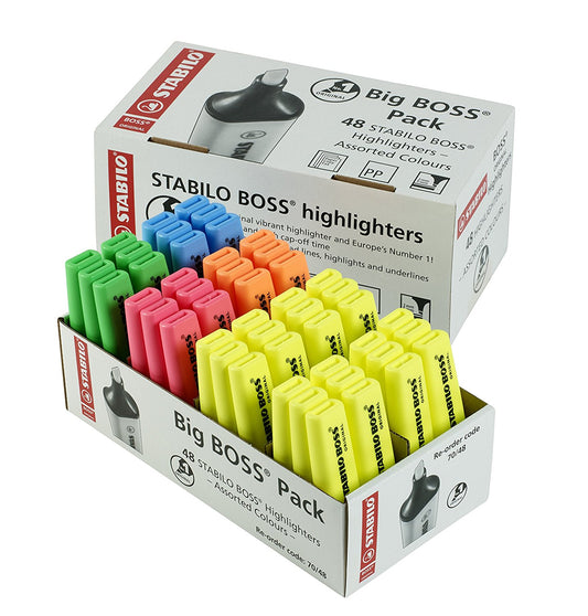 STABILO BOSS ORIGINAL Highlighter Storepack Chisel Tip 2-5mm Line 5 Assorted Colours (Pack 48) - UK/70/48-1 - NWT FM SOLUTIONS - YOUR CATERING WHOLESALER