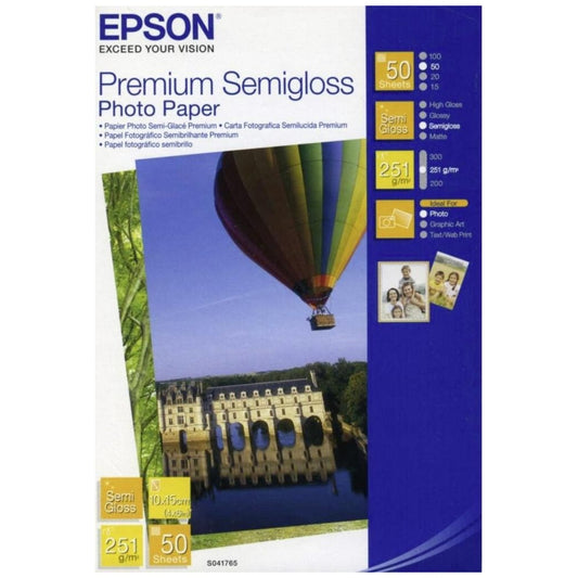 Epson Semi Glossy Photo Paper 10 x 15cm 50 Sheets - C13S041765 - NWT FM SOLUTIONS - YOUR CATERING WHOLESALER