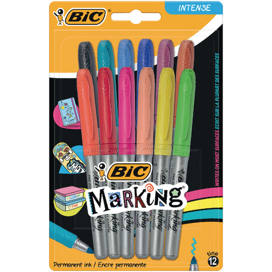BIC Marking Colour Collection Permanent Marker Bullet Tip 0.8mm Line Assorted Colours (Pack 12) - 943163 - NWT FM SOLUTIONS - YOUR CATERING WHOLESALER