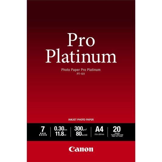 Canon PT-101 Pro Platinum A4 Photo Paper 20 Sheets - 2768B016 - NWT FM SOLUTIONS - YOUR CATERING WHOLESALER
