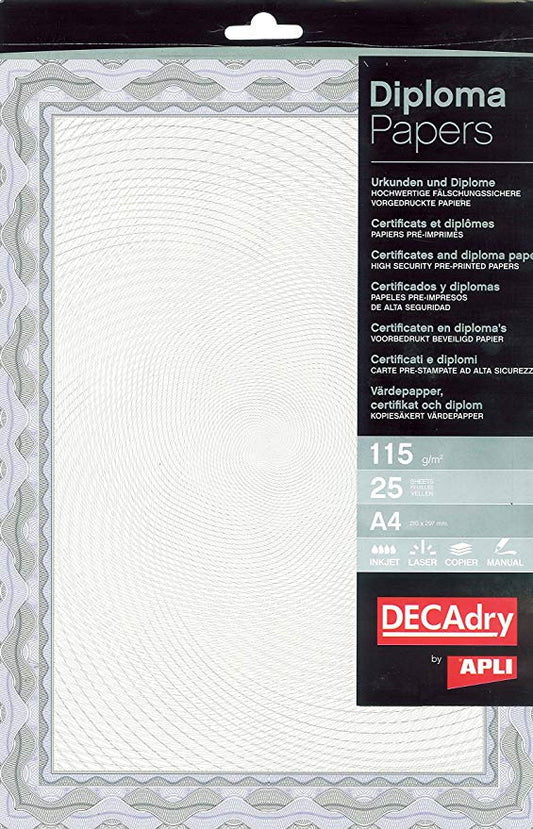 DECAdry Certificate Paper A4 115gsm Blue (Pack 25) - OSD4040 - NWT FM SOLUTIONS - YOUR CATERING WHOLESALER