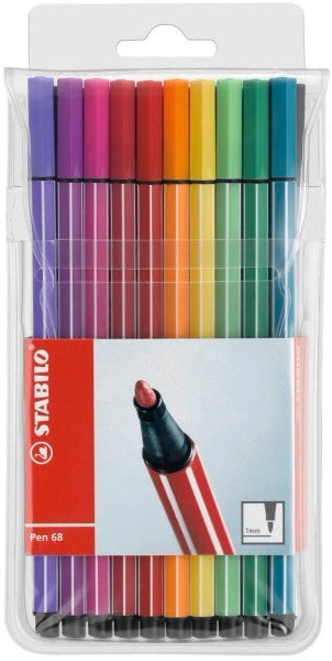 STABILO Pen 68 Fibre Tip Pen 1mm Line Assorted Colours (Wallet 10) - 6810/PL - NWT FM SOLUTIONS - YOUR CATERING WHOLESALER