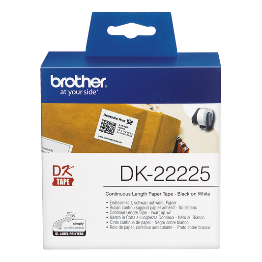 Brother Black On White Paper Roll 38mm x 30m - DK22225 - NWT FM SOLUTIONS - YOUR CATERING WHOLESALER