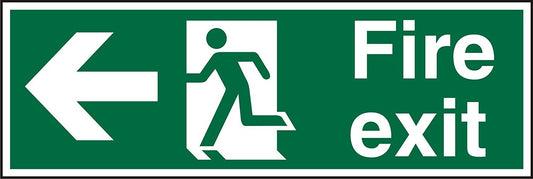 Stewart Superior Fire Exit Left Sign 450x150mm - SP120SAV-450X150 - NWT FM SOLUTIONS - YOUR CATERING WHOLESALER