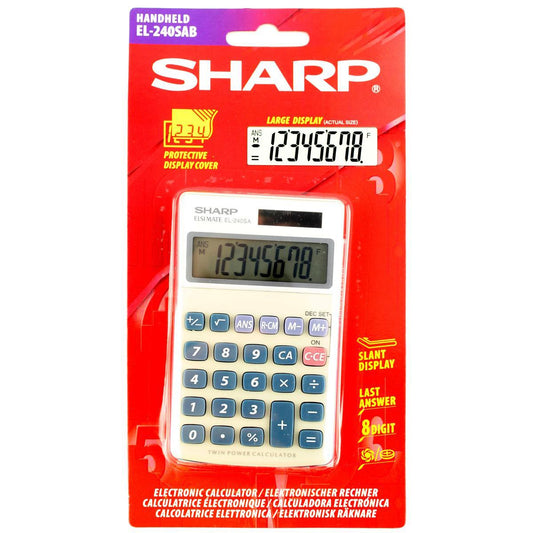 Sharp EL240SAB 8 Digit Handheld Calculator Grey SH-EL240SAB - NWT FM SOLUTIONS - YOUR CATERING WHOLESALER