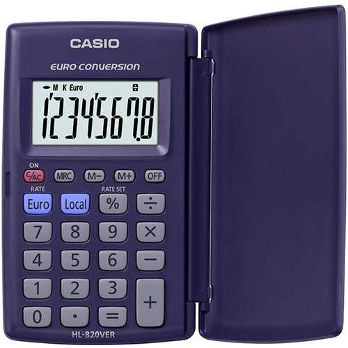 Casio HL-820VER 8 Digit Pocket Calculator With Euro Conversion - HL-820VERA-SK-UP - NWT FM SOLUTIONS - YOUR CATERING WHOLESALER