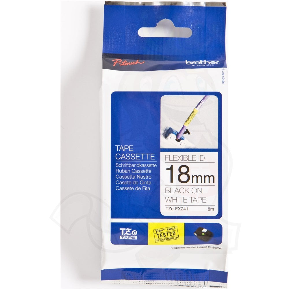Brother Black On White Flexible Label Tape 18mm x 8m - TZEFX241 - NWT FM SOLUTIONS - YOUR CATERING WHOLESALER