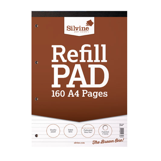Silvine A4 Refill Pad Ruled 160 Pages Brown (Pack 6) - A4RPF - NWT FM SOLUTIONS - YOUR CATERING WHOLESALER