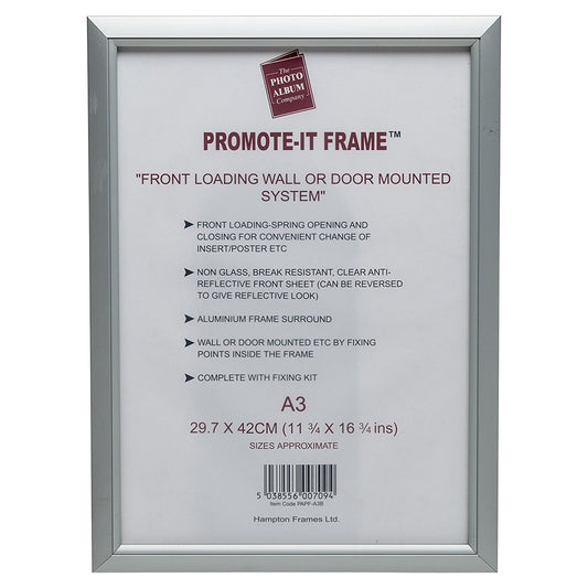 Photo Album Co Poster/Photo Snap Frame A3 Aluminium Frame Plastic Front Silver - PAPFA3B - NWT FM SOLUTIONS - YOUR CATERING WHOLESALER