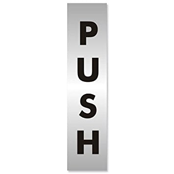 Stewart Superior Acrylic Push Sign Brushed Aluminium 190x45mm - BAC126-45X190 - NWT FM SOLUTIONS - YOUR CATERING WHOLESALER