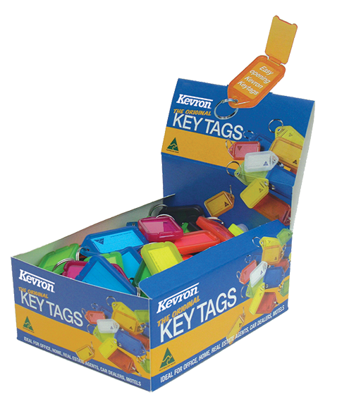 Kevron Key Tags Plastic Assorted Colours (Pack 100) ID5AC100Z - NWT FM SOLUTIONS - YOUR CATERING WHOLESALER