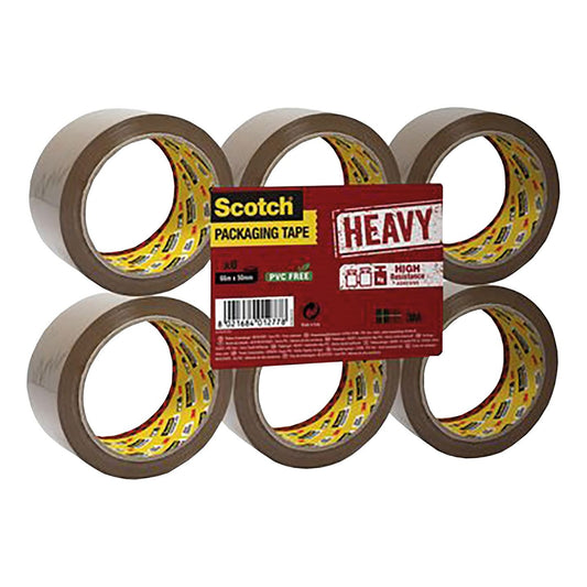 Scotch Packaging Tape Heavy Brown 50mm x 66m (Pack 6) 7100094750 - NWT FM SOLUTIONS - YOUR CATERING WHOLESALER