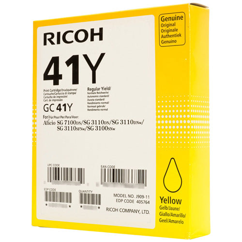 Ricoh GC41YL Yellow Standard Capacity Gel Ink Cartridge 600 pages - 405768 - NWT FM SOLUTIONS - YOUR CATERING WHOLESALER