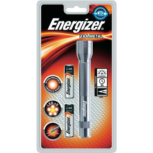 Energizer Flash Light Metal Torch 5 x LED 2 x AA Batteries - E300695901 - NWT FM SOLUTIONS - YOUR CATERING WHOLESALER