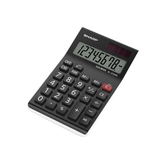 Sharp EL310ANWH 8 Digit Desktop Calculator Black SH-EL310ANWH - NWT FM SOLUTIONS - YOUR CATERING WHOLESALER