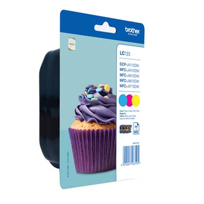 Brother Cyan Magenta Yellow Ink Cartridge Multipack 3 x 6ml (Pack 3) - LC123RBWBP - NWT FM SOLUTIONS - YOUR CATERING WHOLESALER