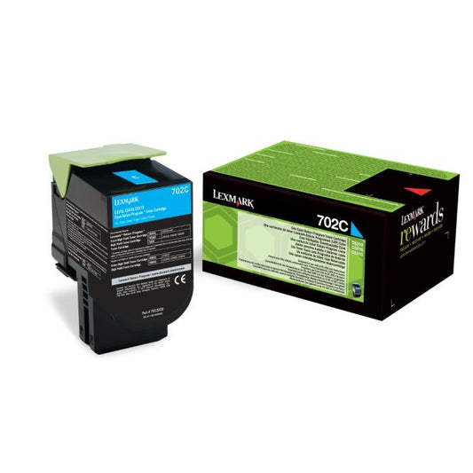 Lexmark 702C Cyan Toner Cartridge 1K pages - 70C20C0 - NWT FM SOLUTIONS - YOUR CATERING WHOLESALER