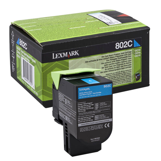 Lexmark 802C Cyan Toner Cartridge 1K pages - 80C20C0 - NWT FM SOLUTIONS - YOUR CATERING WHOLESALER