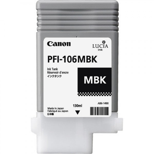 Canon PFI106MBK Matte Black Standard Capacity Ink Cartridge 130ml - 6620B001 - NWT FM SOLUTIONS - YOUR CATERING WHOLESALER
