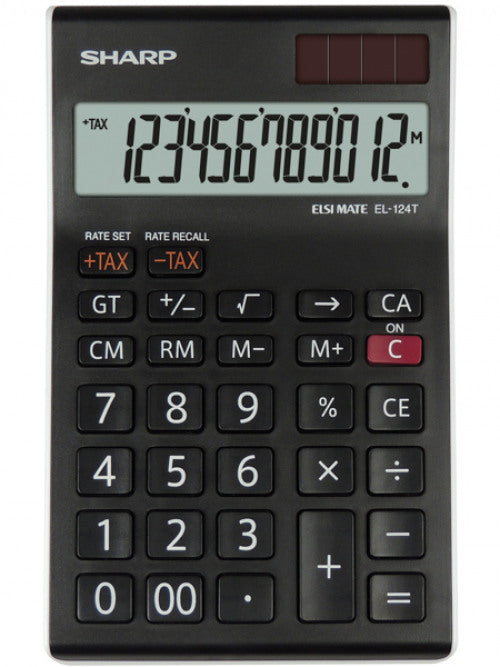 Sharp EL124TWH 12 Digit Desktop Calculator Black SH-EL124TWH - NWT FM SOLUTIONS - YOUR CATERING WHOLESALER
