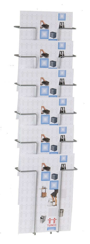 Twinco Wall Literature Holder 6 Compartments A4 Silver - 5140-8 - NWT FM SOLUTIONS - YOUR CATERING WHOLESALER