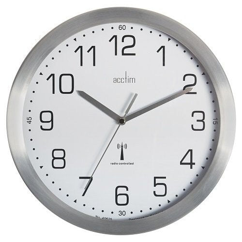 Acctim Mason Wall Clock Radio Controlled 250mm Aluminium 74337 - NWT FM SOLUTIONS - YOUR CATERING WHOLESALER