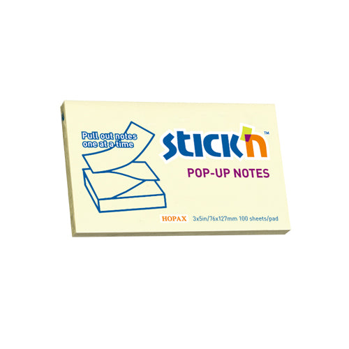ValueX Stickn Pop-Up Notes 76x127mm 100 Sheets Yellow (Pack 12) 21396 - NWT FM SOLUTIONS - YOUR CATERING WHOLESALER
