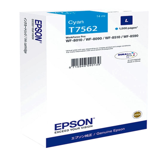 Epson T7562 Cyan Ink Cartridge 14ml - C13T756240 - NWT FM SOLUTIONS - YOUR CATERING WHOLESALER