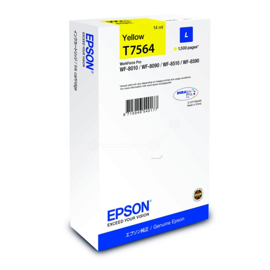 Epson T7564 Yellow Ink Cartridge 14ml - C13T756440 - NWT FM SOLUTIONS - YOUR CATERING WHOLESALER