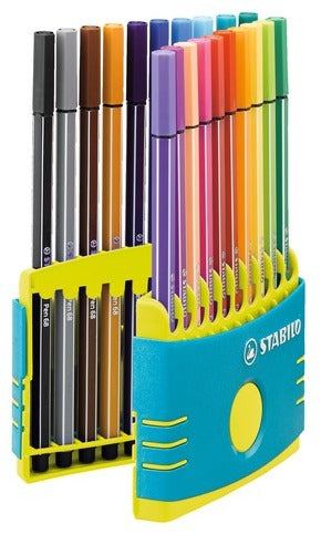 STABILO Pen 68 Fibre Tip Pen 1mm Line Assorted Colours (Wallet 20) - 6820-04 - NWT FM SOLUTIONS - YOUR CATERING WHOLESALER