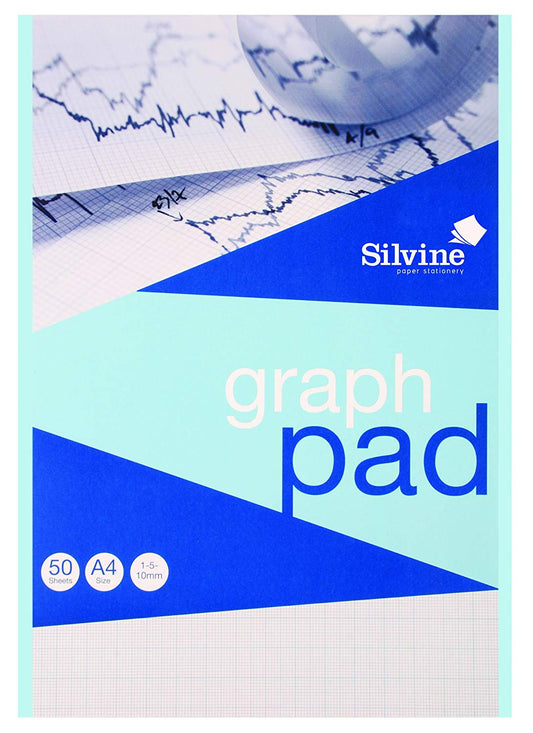Silvine A4 Graph Pad 1/5/10mm 90gsm 50 Sheets White/Blue Grided Paper (Pack 12) - A4GP - NWT FM SOLUTIONS - YOUR CATERING WHOLESALER