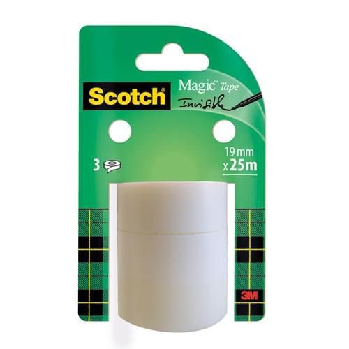 Scotch Magic Invisible Tape 8-192R3 Refill 19mm x 25m (Pack 3) 7100127532 - NWT FM SOLUTIONS - YOUR CATERING WHOLESALER