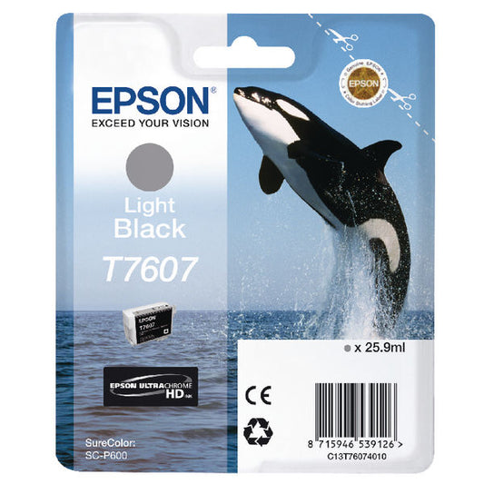Epson T7607 Killer Whale Light Black Standard Capacity Ink Cartridge 26ml - C13T76074010 - NWT FM SOLUTIONS - YOUR CATERING WHOLESALER