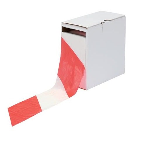 ValueX Barrier Tape 75mm x 500m Red/White - 006-0100 - NWT FM SOLUTIONS - YOUR CATERING WHOLESALER
